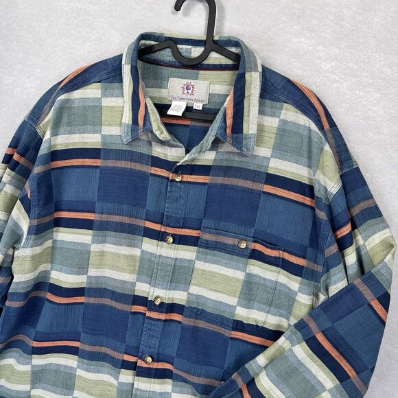 The Territory Ahead Southwestern Aztec Shirt Men's XXL Long Sleeve Blue Flannel - Picture 5 of 12